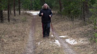 orman yolu üzerinde yürüyen uzun yürüyüşe çıkan kimse