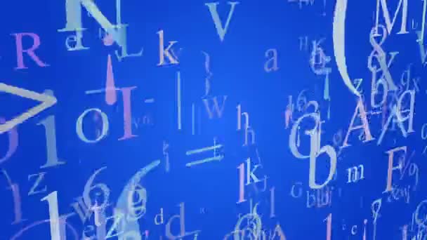 Variablen Buchstaben und Symbole auf blau — Stockvideo