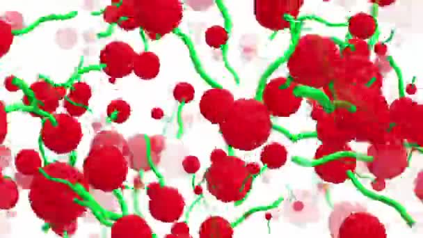 Abstract vliegen stukken in groen en rood — Stockvideo