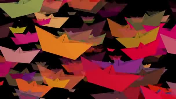 Bateaux en papier de différentes couleurs sur noir 