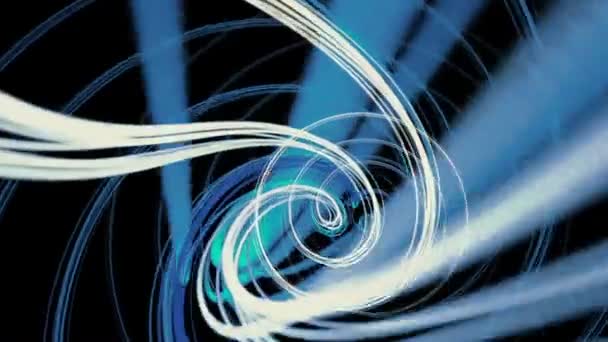 Cordes rotatives en spirale de couleur bleue sur noir 