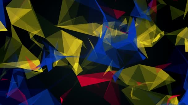 Abstract floating triangles in various colors on black — Stock Video