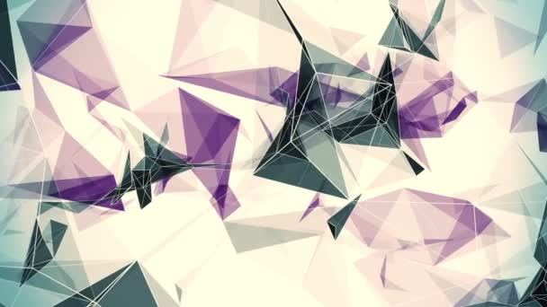 Triángulos abstractos en púrpura y negro sobre blanco — Vídeos de Stock