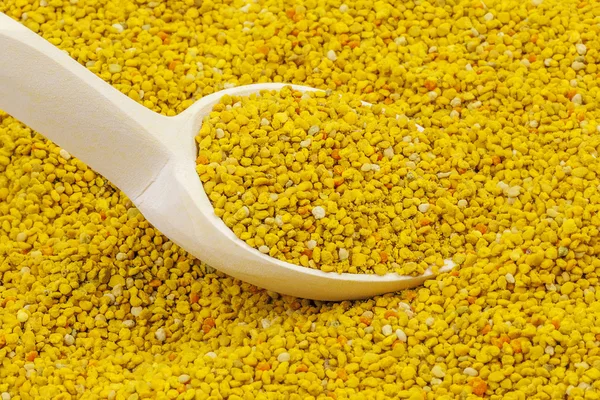 Bee pollen and wooden spoon — Stock Photo, Image