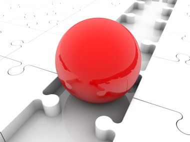 Puzzle parçaları arasında kırmızı topu