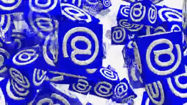 Летающие голубые кубики с надписью — стоковое видео