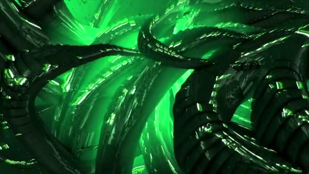 Tentáculos de flujo abstracto en color verde — Vídeos de Stock
