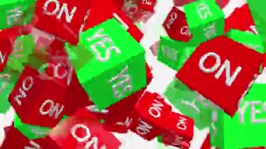 Küpleri ile yazıt Evet ya da hayır beyaz üzerinde uçan 