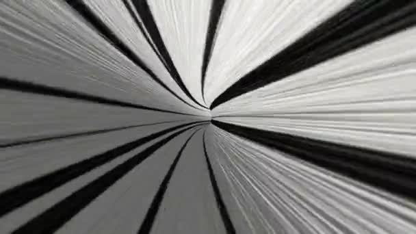 Abstract rotating tunnel in black and white — Stock Video