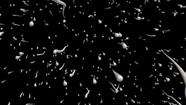Resumen, partículas en movimiento en color blanco sobre negro — Vídeo de stock