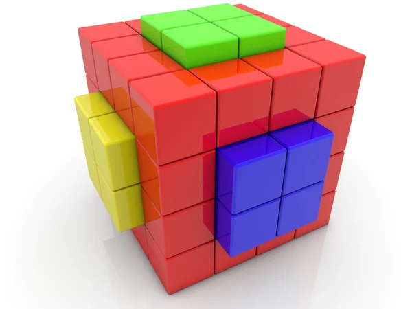 Cubo dividido en cubos sobre blanco —  Fotos de Stock