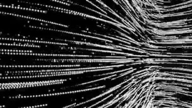 Beyaz üzerine siyah renkli parçacıkların hareket akışı 