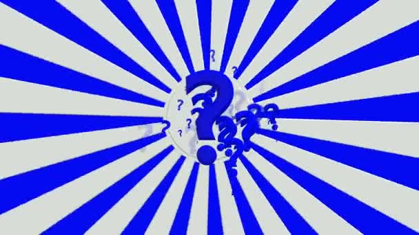 青と白の色で感嘆符の付いた回転サンバースト — ストック動画
