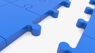 Puzzle parçaları ile kırmızı arasında mavi renkte