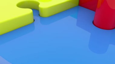 Puzzle parçaları daire içinde çeşitli renklerde 