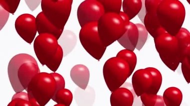 Beyaz arkaplanda kırmızı balonlar