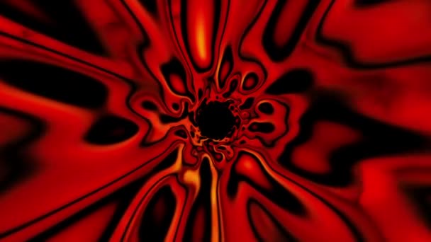 Abstract rotating tunnel in red on black color — Stock Video