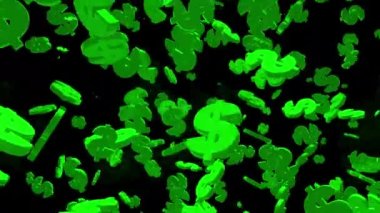 Siyah üzerine yeşil dolar işareti arkaplanı