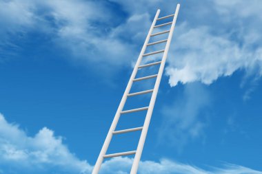 Mavi gökyüzü arkaplanındaki merdiven kavramı