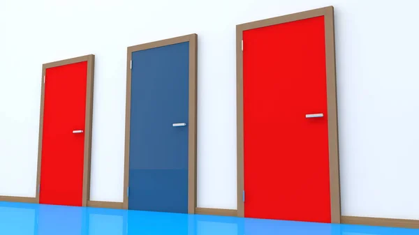 Concepto Tres Puertas Varios Colores — Foto de Stock