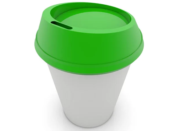 Llevar Café Con Taza Verde —  Fotos de Stock