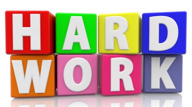 Sıkı çalışma konseptine sahip renkli küpler