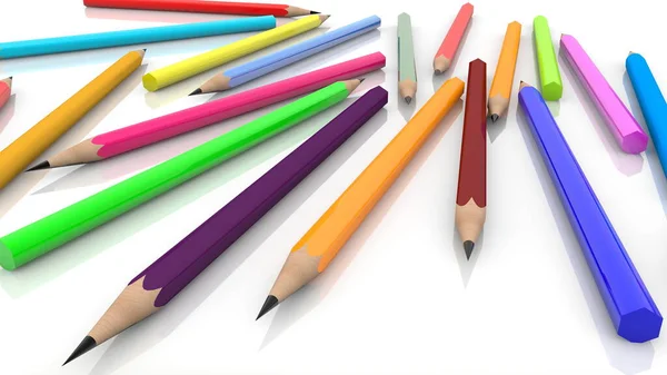 Randomly Colorful Pencils White — Stock Photo, Image
