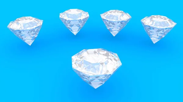 Vijf Diamanten Blauwe Achtergrond — Stockfoto