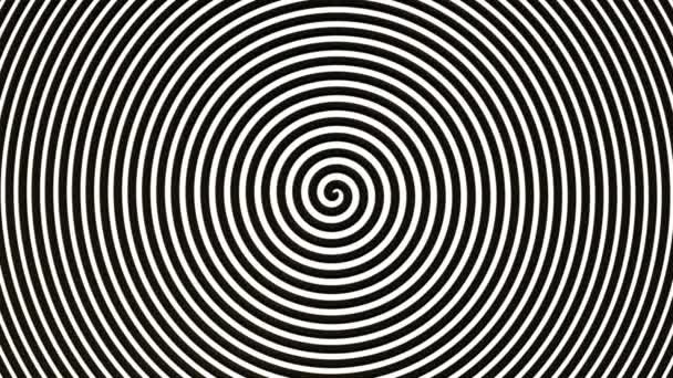 Spirale Hypnotique Rotative Noir Sur Blanc — Video