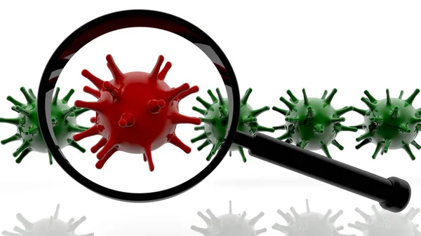 Concept Magnifying Glass Viruses — Stock Photo, Image