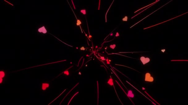 Bakgrund Abstrakta Färgglada Flygande Hjärtan — Stockvideo