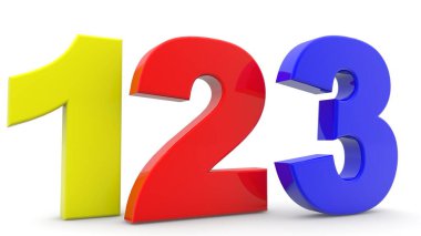 Beyaz arka plan üzerinde renkli numaraları