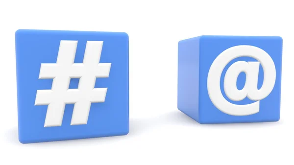 Cubos Azules Con Hashtag Concepto — Foto de Stock