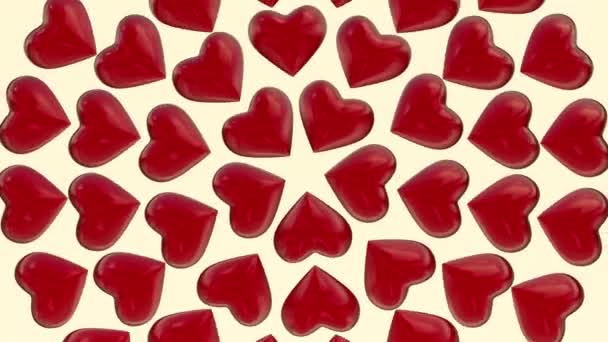 Abstract Rotating Background Red Hearts — Stock Video