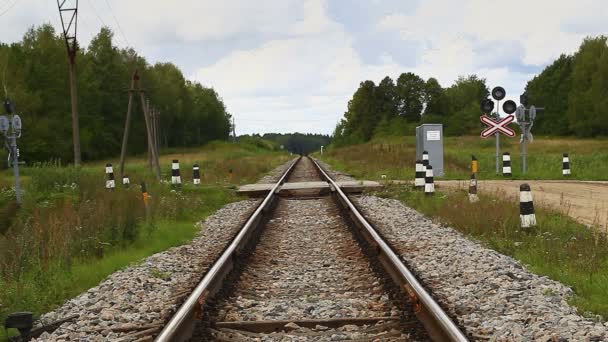 Trabajador ferroviario en el ferrocarril — Vídeo de stock