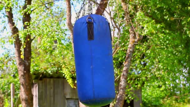 Punching bag at outdoor — Stock Video