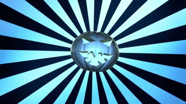 Абстрактная тыквенная голова над вспышкой солнца в голубом — стоковое видео