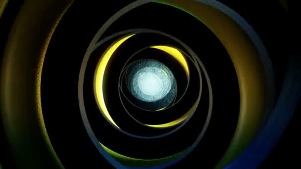 Abstract dark tunnel in black-yellow — Stock Video