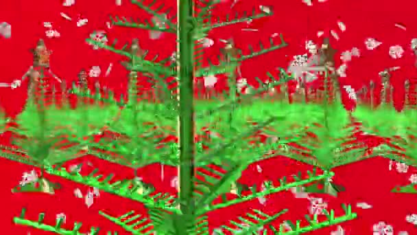 Abstract Christmas trees on red — Stock Video