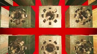 Beyaz bir arka plan üzerinde satırlardaki altın hediye kutuları