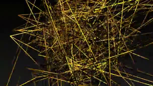 Абстрактные желтые линии на черном фоне — стоковое видео