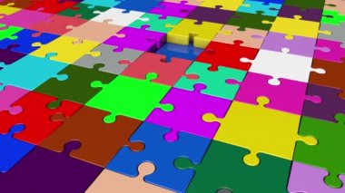 Çok renkli dönen puzzle parçaları