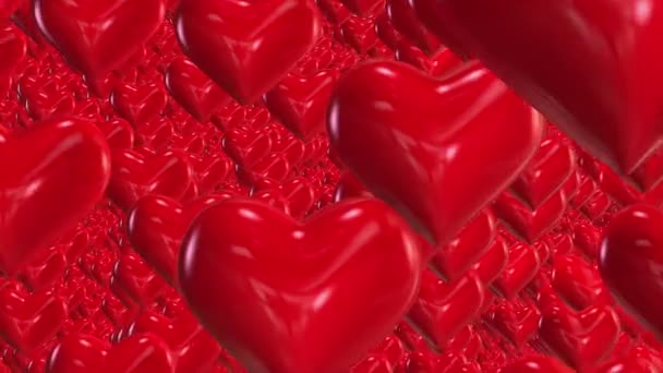 Červená létající srdce — Stock video