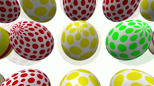 Абстрактные пасхальные яйца на белом фоне — стоковое видео