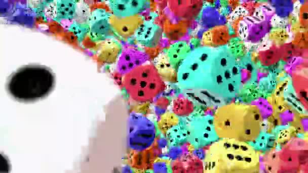 Dobbelstenen in verschillende kleuren — Stockvideo