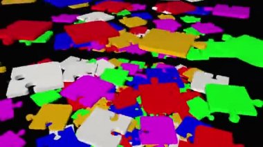 Düşüyor, soyut puzzle parçaları çok renkli döner