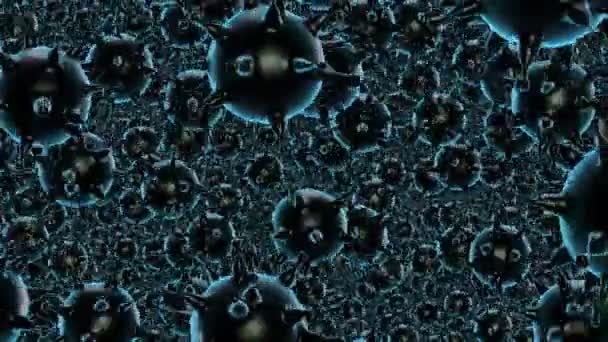 Virus abstractos en azul oscuro — Vídeo de stock