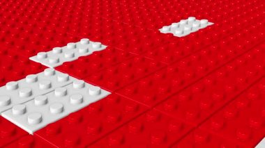Kırmızı ve beyaz soyut oyuncak blokları