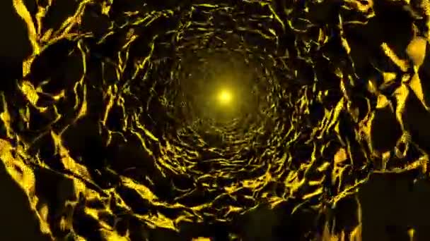 Túnel abstrato da caverna em amarelo com luz na extremidade — Vídeo de Stock