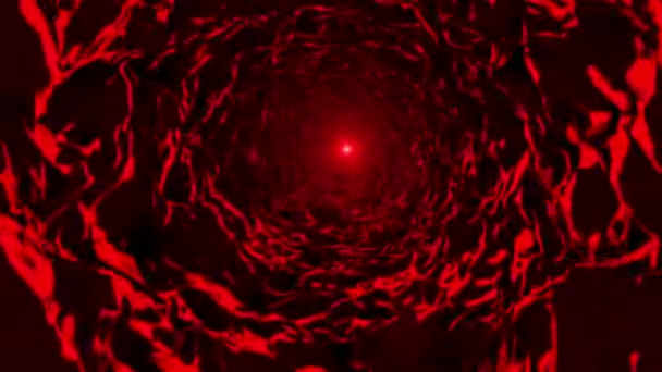 tunnel grotte abstrait en rouge avec de la lumière à la fin 